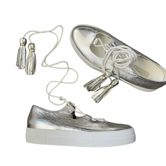 L' AUTRE CHOSE Lace-up sneakers Silver NWOT Size 39 - Picture 2 of 14